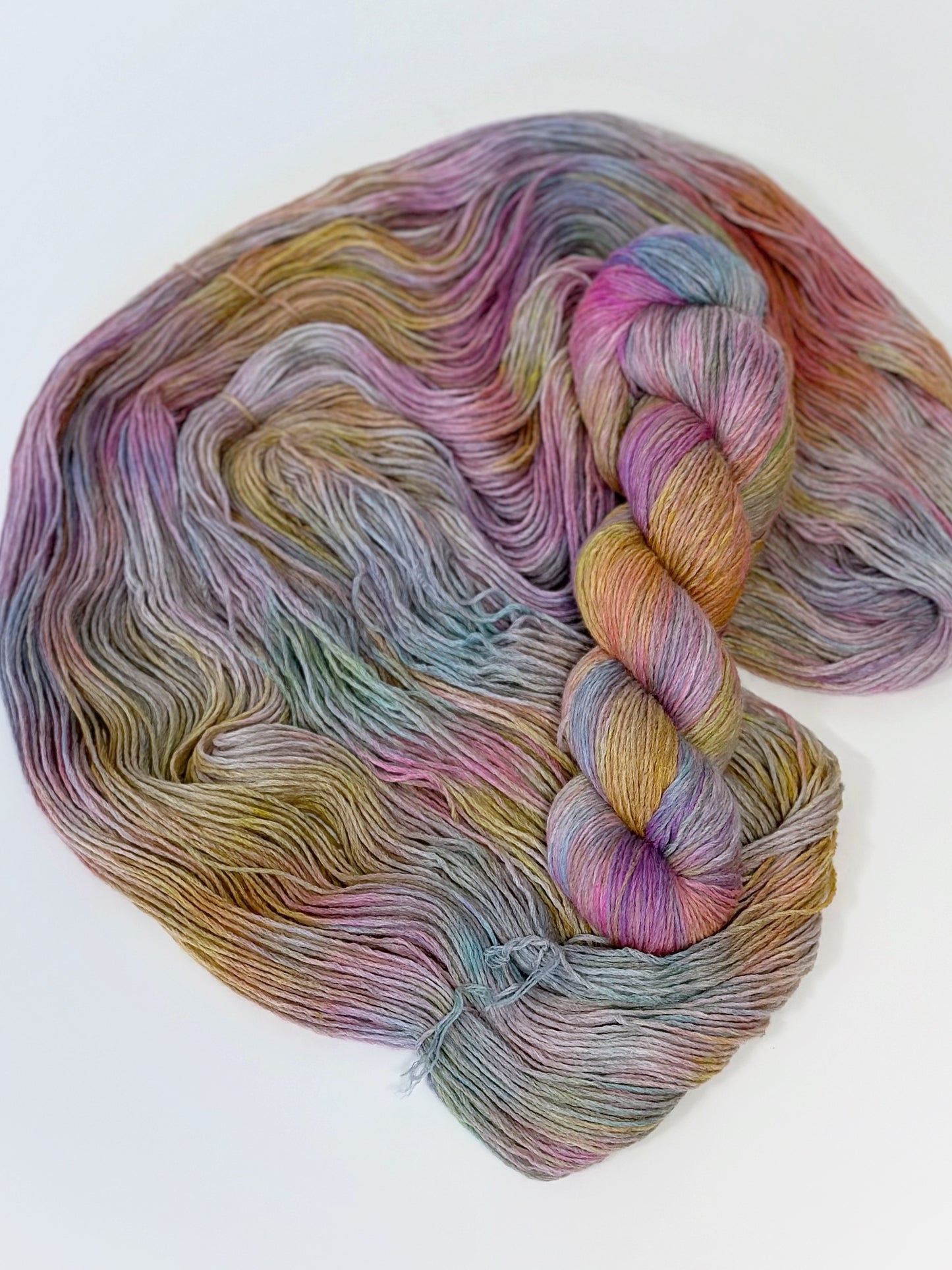 Merino superwash and nylon hand dyed yarn color Rainy sunset