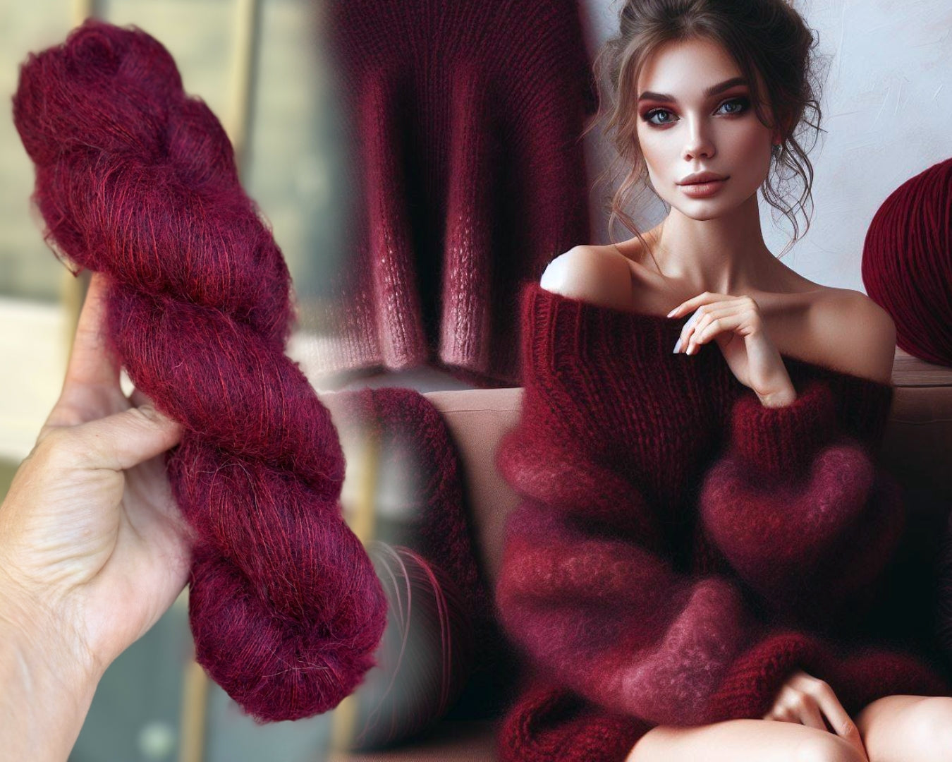 Super kid mohair Aura 50g, color Vino