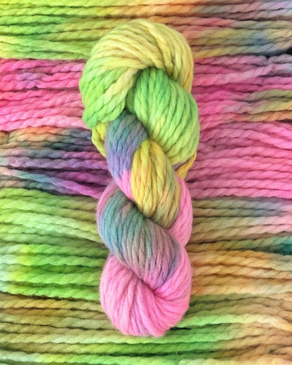 Hand dyed chunky wool yarn color Rainbow Mood