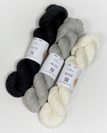 MUSE Yarn for Socks and Other Creations color Light Gray